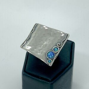 Vtg Shablool Didae Sterling Silver & Opal Large Abstract Statement Ring Sz 8